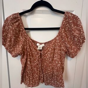 Pink flowy cropped top